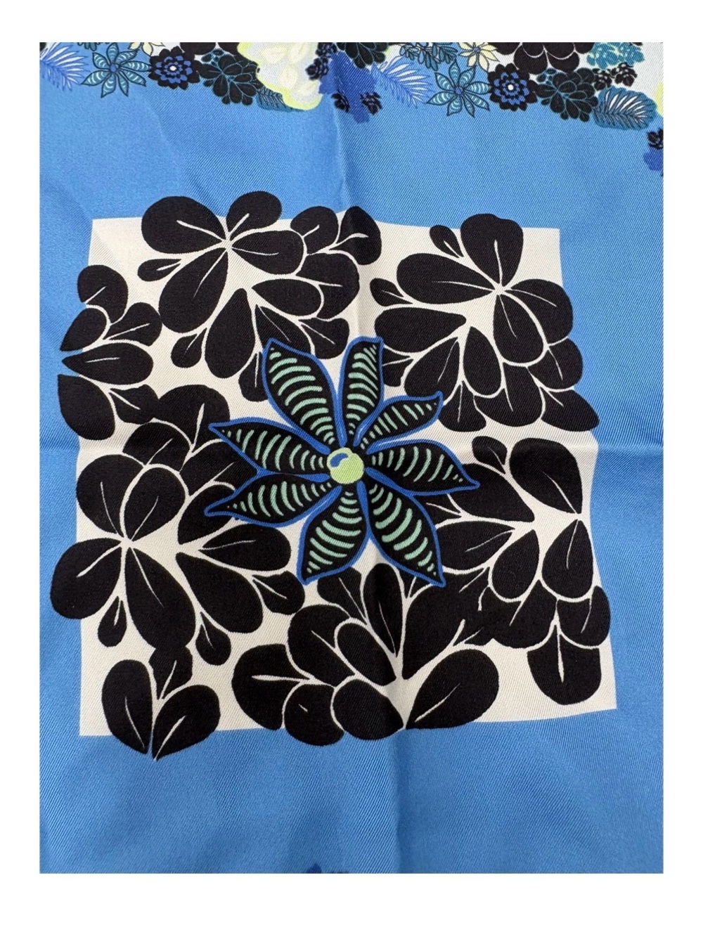 ETRO Milano Blue Floral Silk Twill Pocket Square Mini Scarf 16x16 Made In Italy - Picture 5 of 9